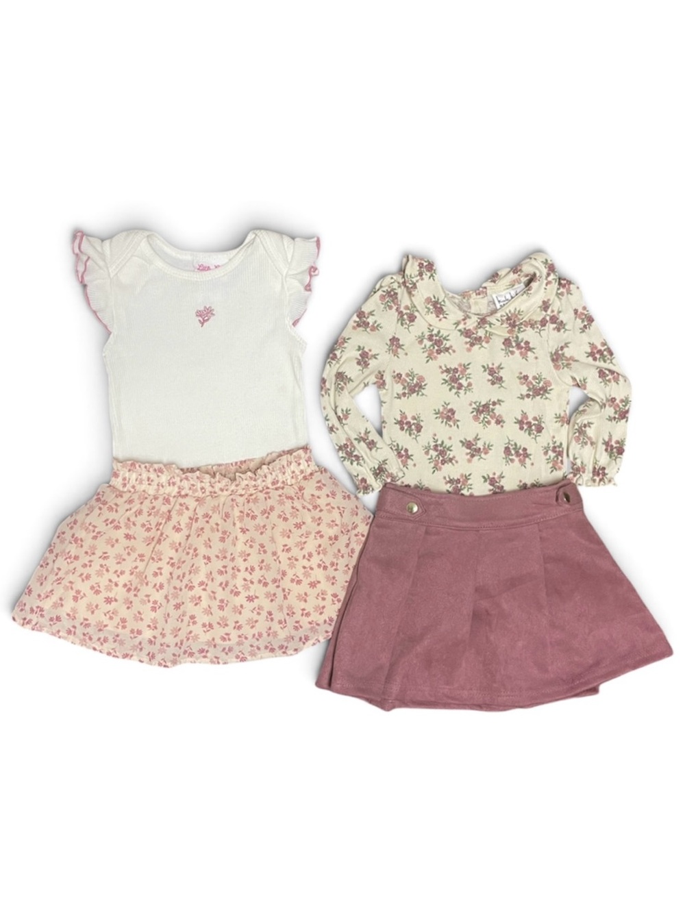 4 - Piece Bundle Floral Top and Skirt Sets Toddler Girl’s size 18M